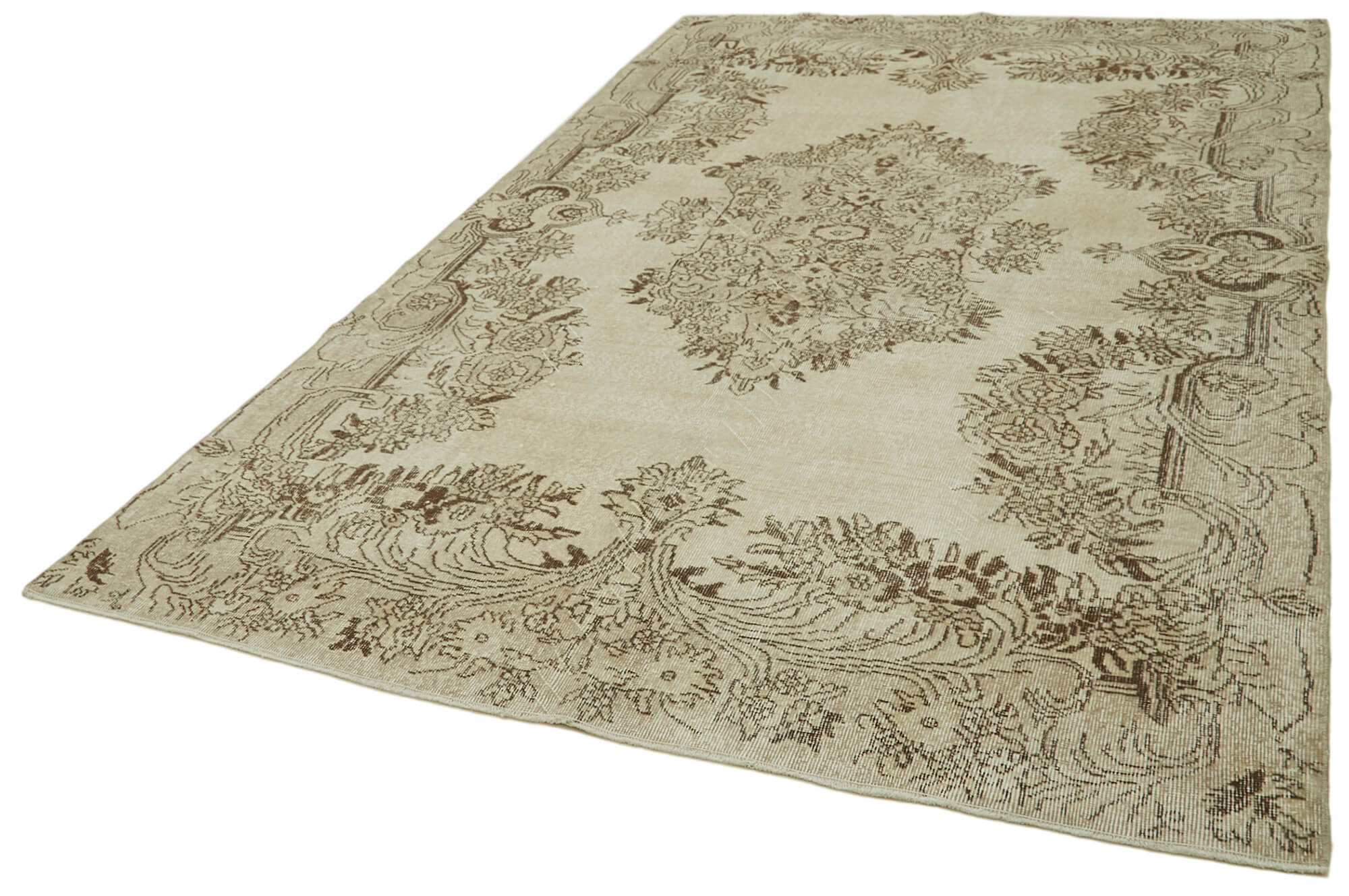 Handmade Wool Area Rug – Vintage Cotton Rug Beige Wool Carpet 6'4''x9'10''