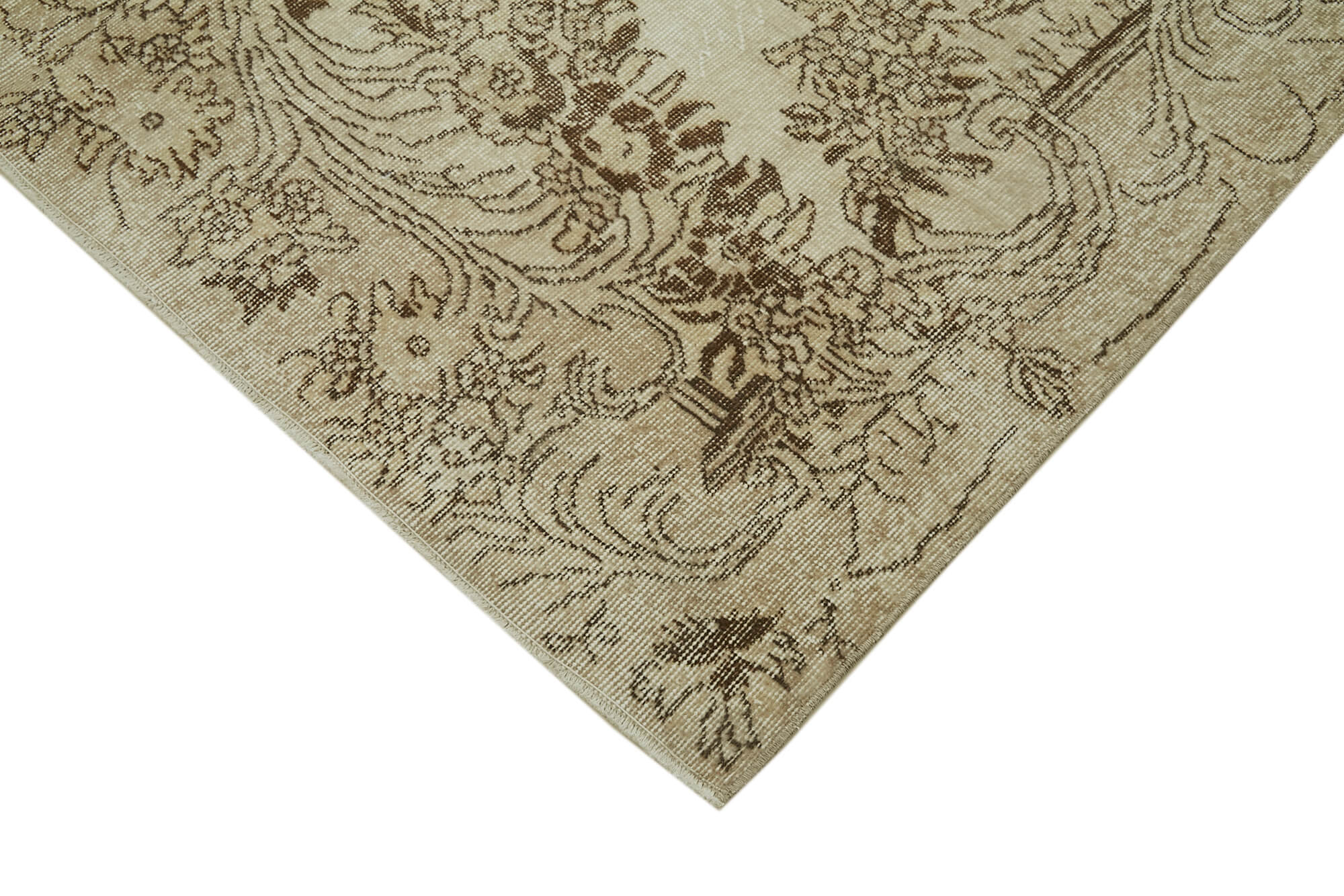 Handmade Wool Area Rug – Vintage Cotton Rug Beige Wool Carpet 6'4''x9'10''