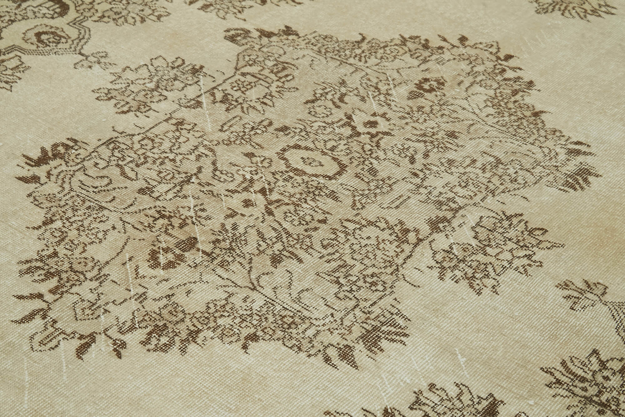 Handmade Wool Area Rug – Vintage Cotton Rug Beige Wool Carpet 6'4''x9'10''