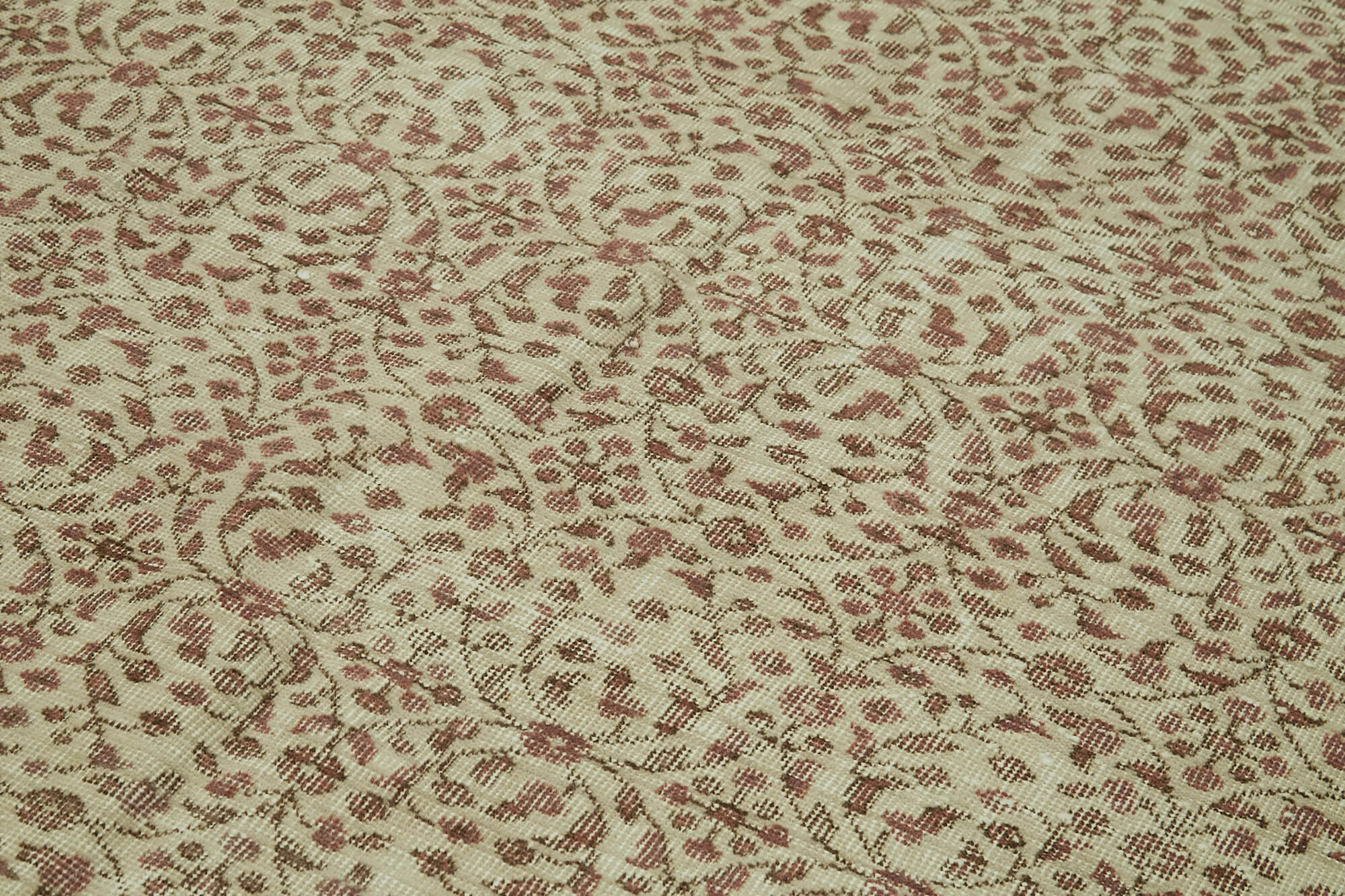 Handmade Wool Area Rug – Vintage Cotton Rug, Beige Area Carpet 5'8''x9'4''