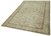 Handmade Vintage Area Rug – Beige Wool Carpet With Durable Cotton Weave 5'3''x9'1''
