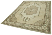 Handmade Wool Area Rug - Vintage Cotton Rug Beige 6'1'' x 9'2'' Classic Style
