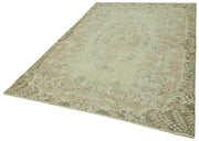 Handmade Wool Area Rug – Vintage Cotton Rug | Beige Turkish Wool Carpet 5'9''x9'1''