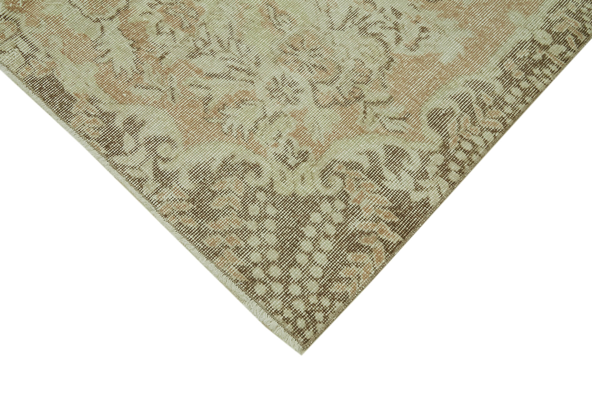 Handmade Wool Area Rug – Vintage Cotton Rug | Beige Turkish Wool Carpet 5'9''x9'1''