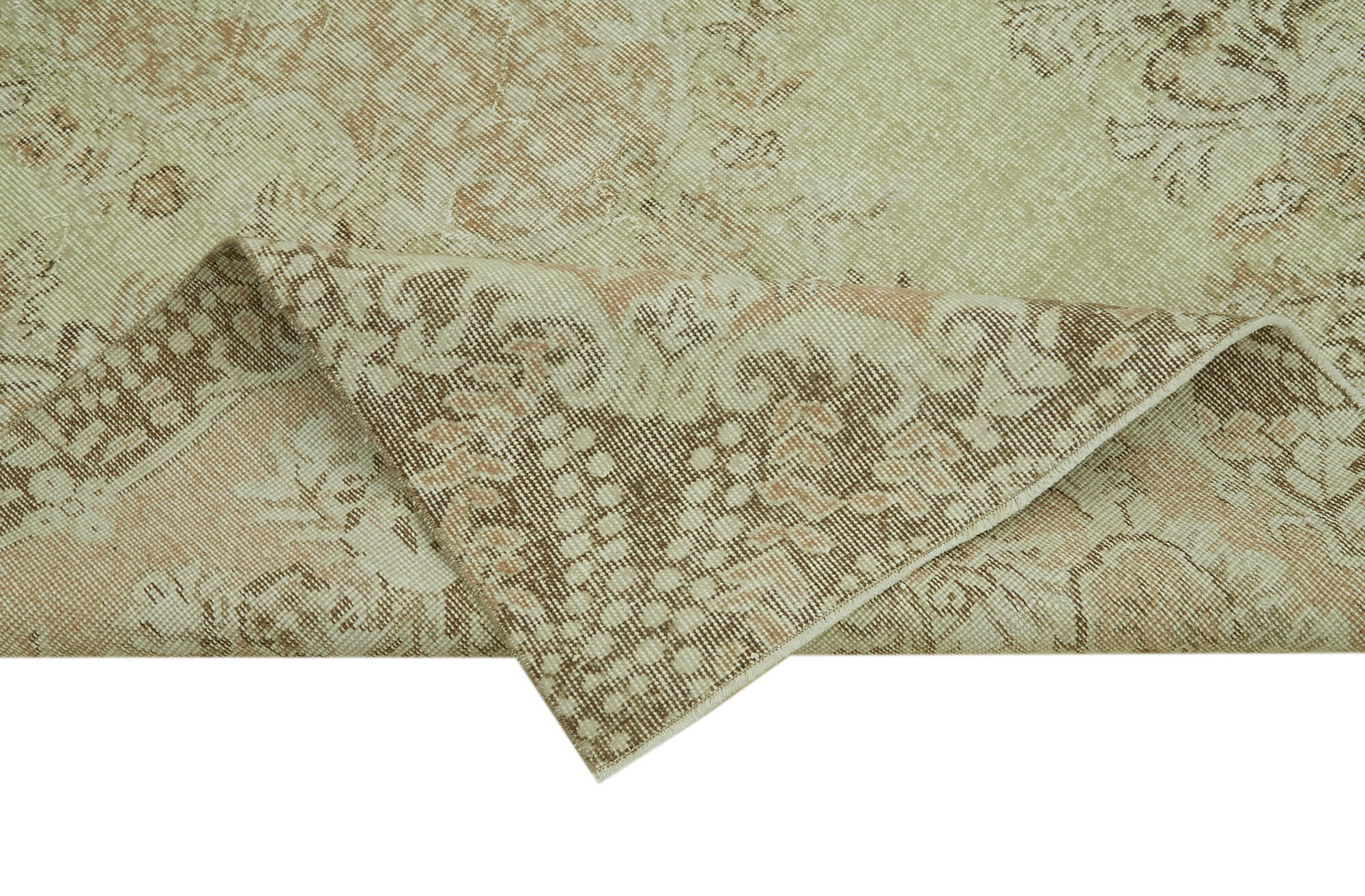 Handmade Wool Area Rug – Vintage Cotton Rug | Beige Turkish Wool Carpet 5'9''x9'1''