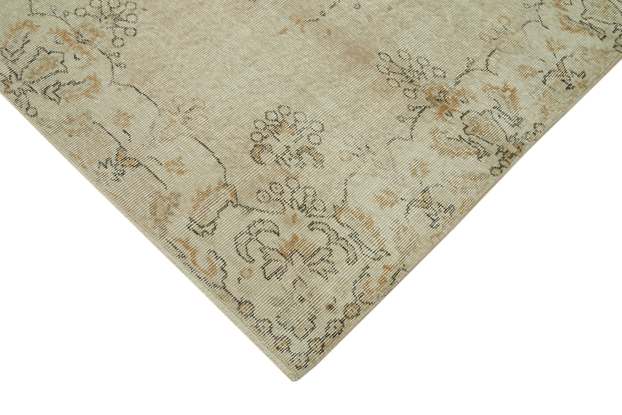 Handmade Vintage Area Rug – Beige Cotton Wool Rug, Hand Woven Turkish Carpet 5'6''x8'6''