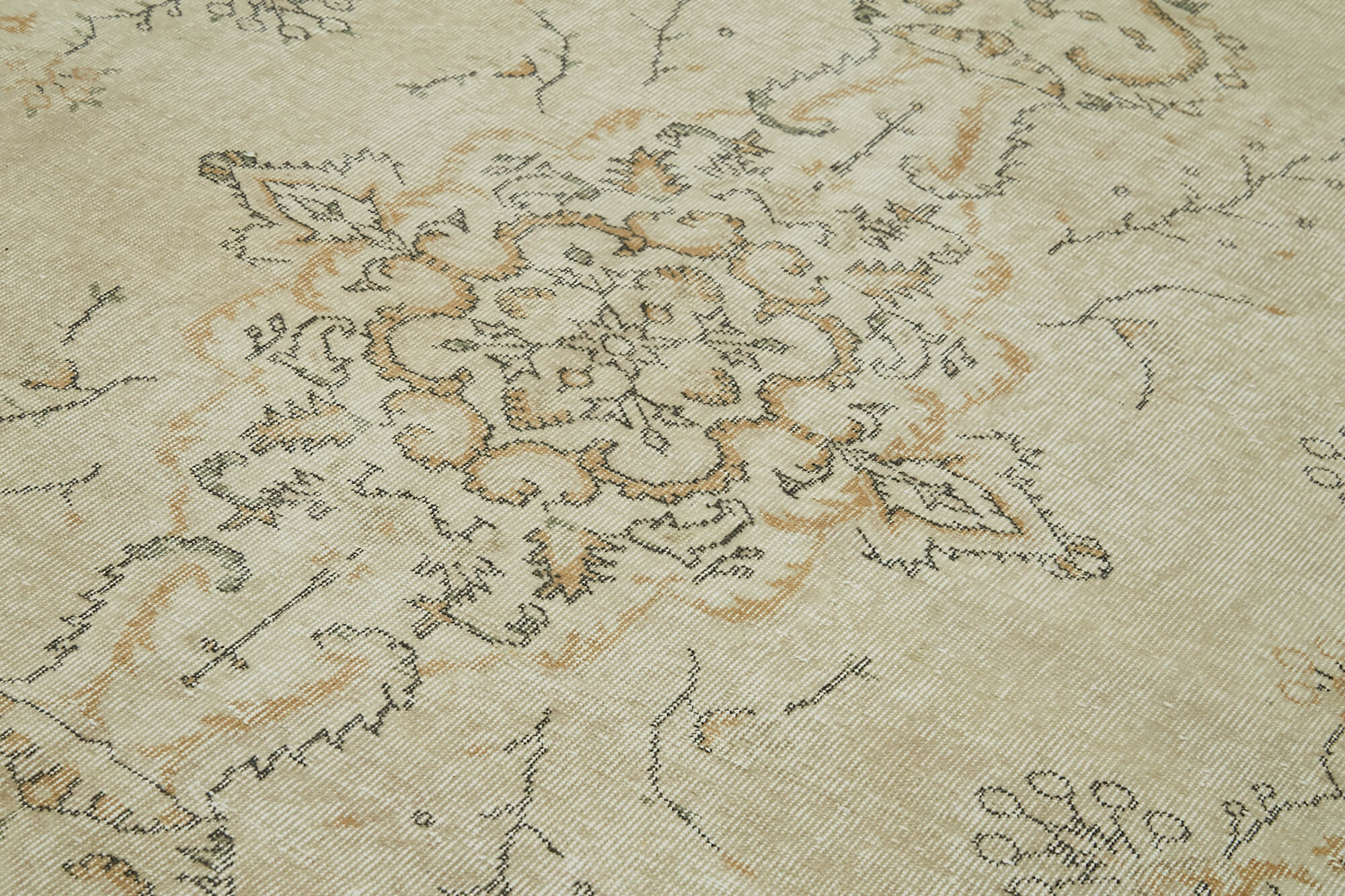 Handmade Vintage Area Rug – Beige Cotton Wool Rug, Hand Woven Turkish Carpet 5'6''x8'6''