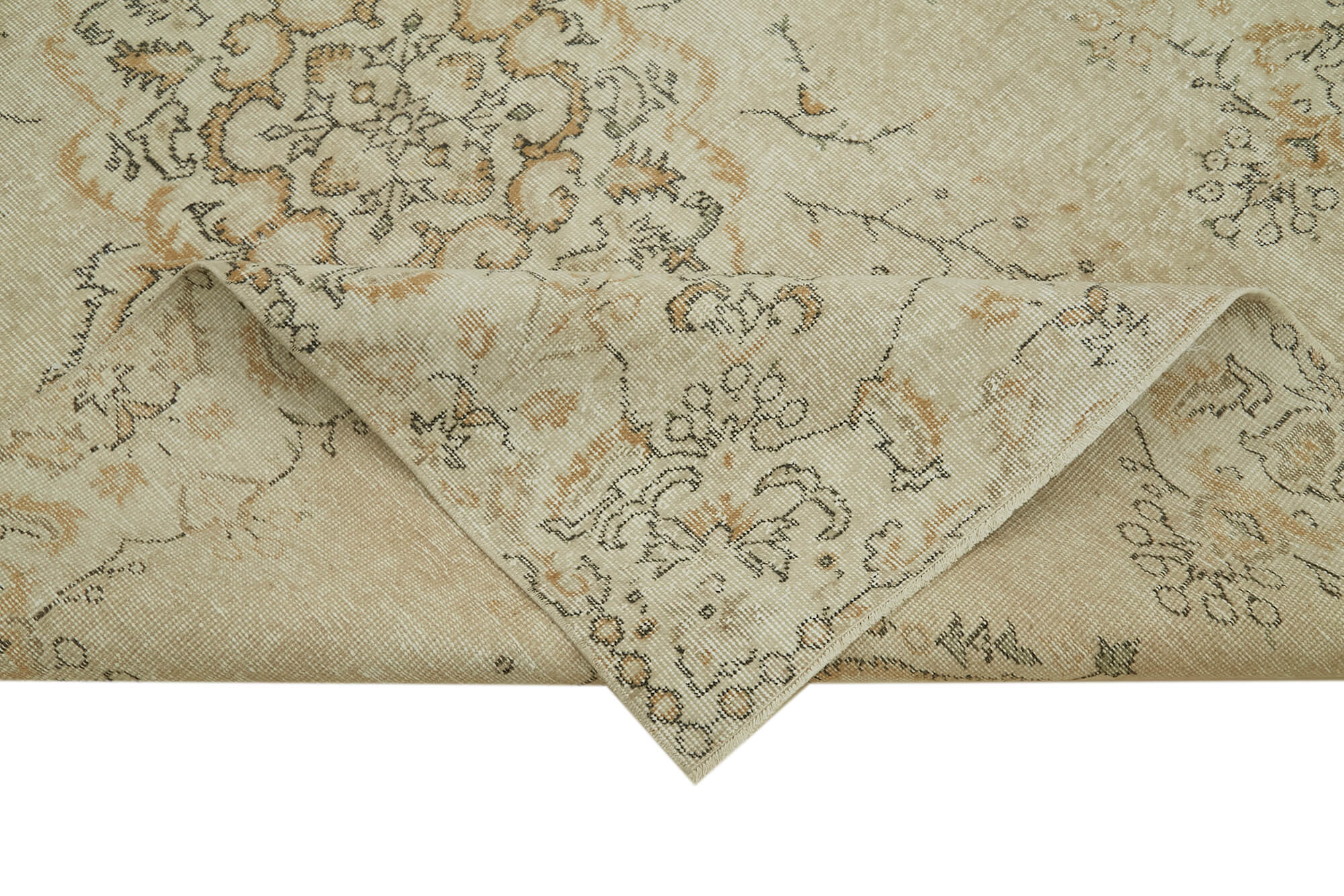 Handmade Vintage Area Rug – Beige Cotton Wool Rug, Hand Woven Turkish Carpet 5'6''x8'6''