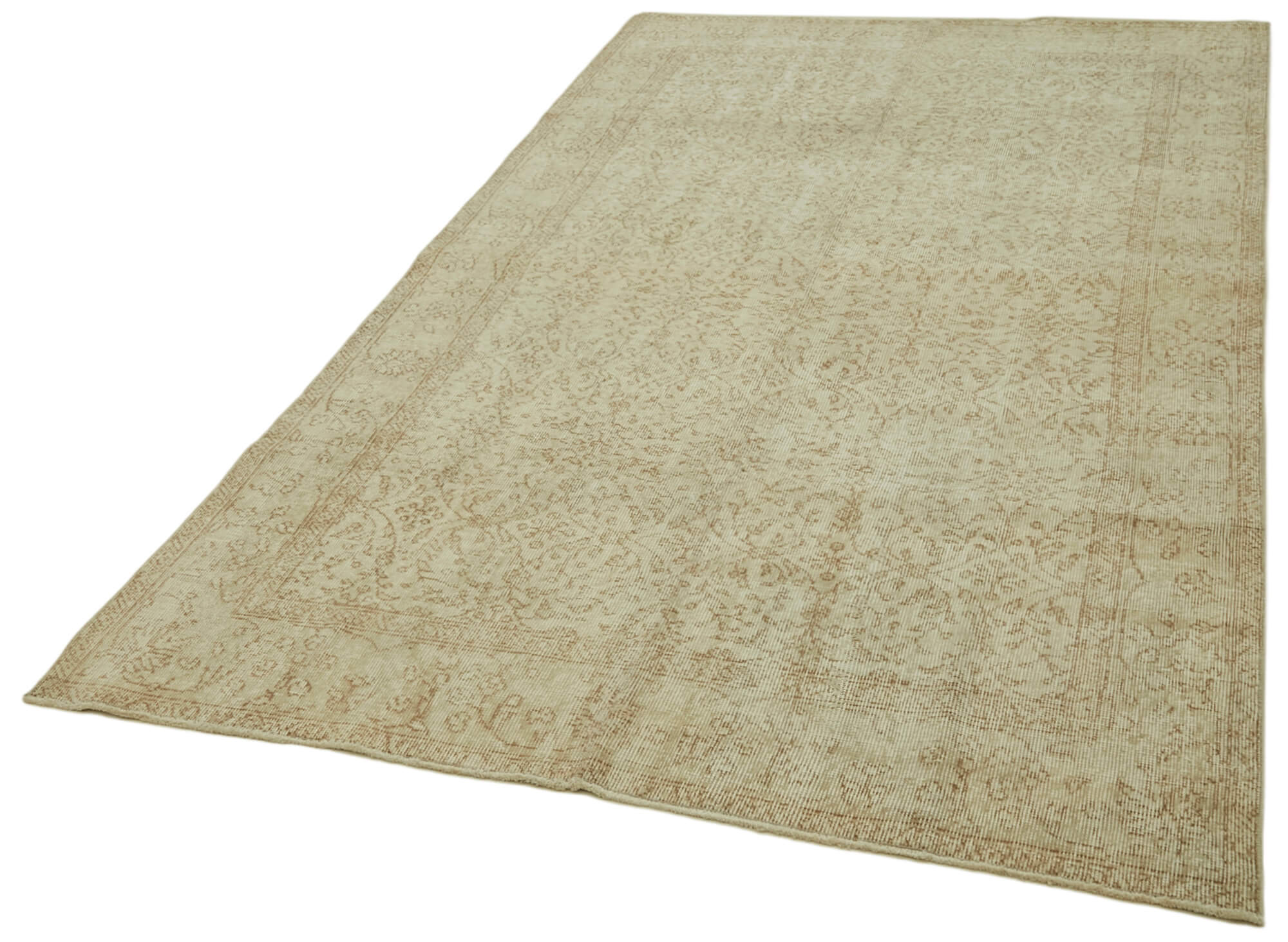 Handmade Wool Area Rug - Vintage Cotton Rug, Beige Wool Carpet 4'11''x8'6''