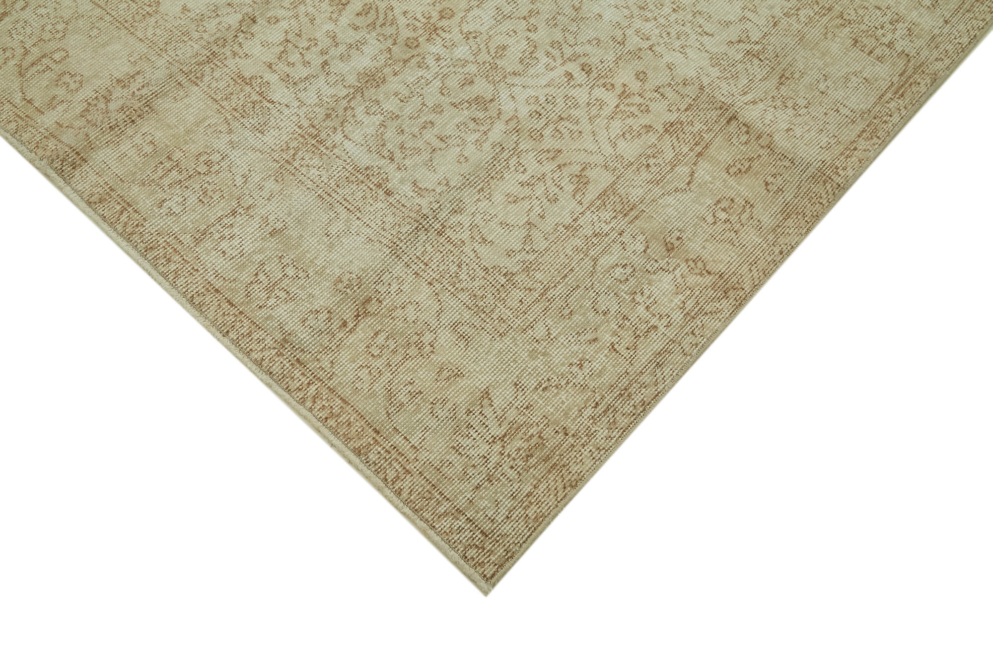 Handmade Wool Area Rug - Vintage Cotton Rug, Beige Wool Carpet 4'11''x8'6''