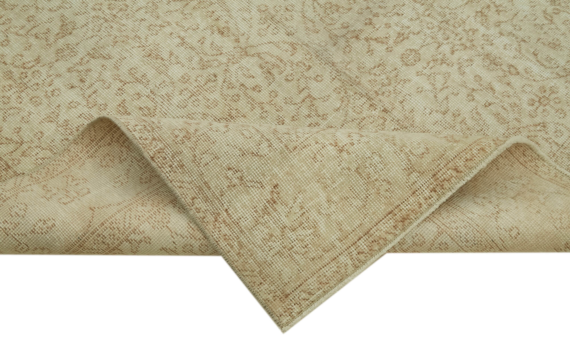Handmade Wool Area Rug - Vintage Cotton Rug, Beige Wool Carpet 4'11''x8'6''