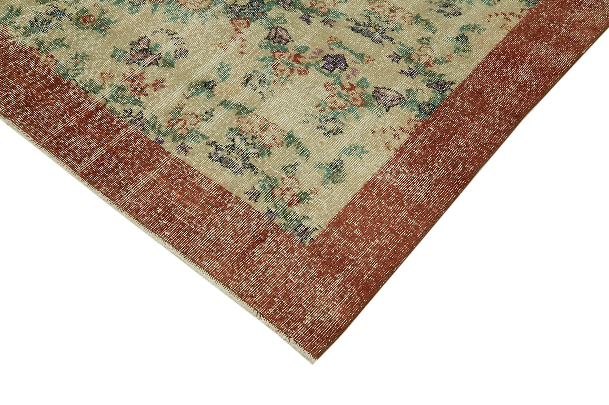 Handmade Vintage Area Rug – Beige Cotton Wool, Traditional Hand Knotted Carpet 6'11"x9'8"