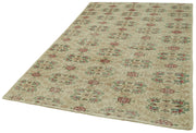 Handmade Wool Area Rug – Vintage Cotton Rug 5'5'' x 8'6'' | Neutral Beige Soft Carpet