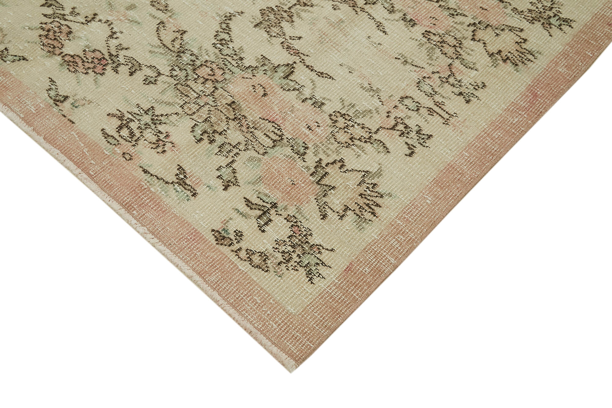 Handmade Wool Area Rug – Vintage Cotton Rug, Beige Wool Carpet 5'4''x8'6''