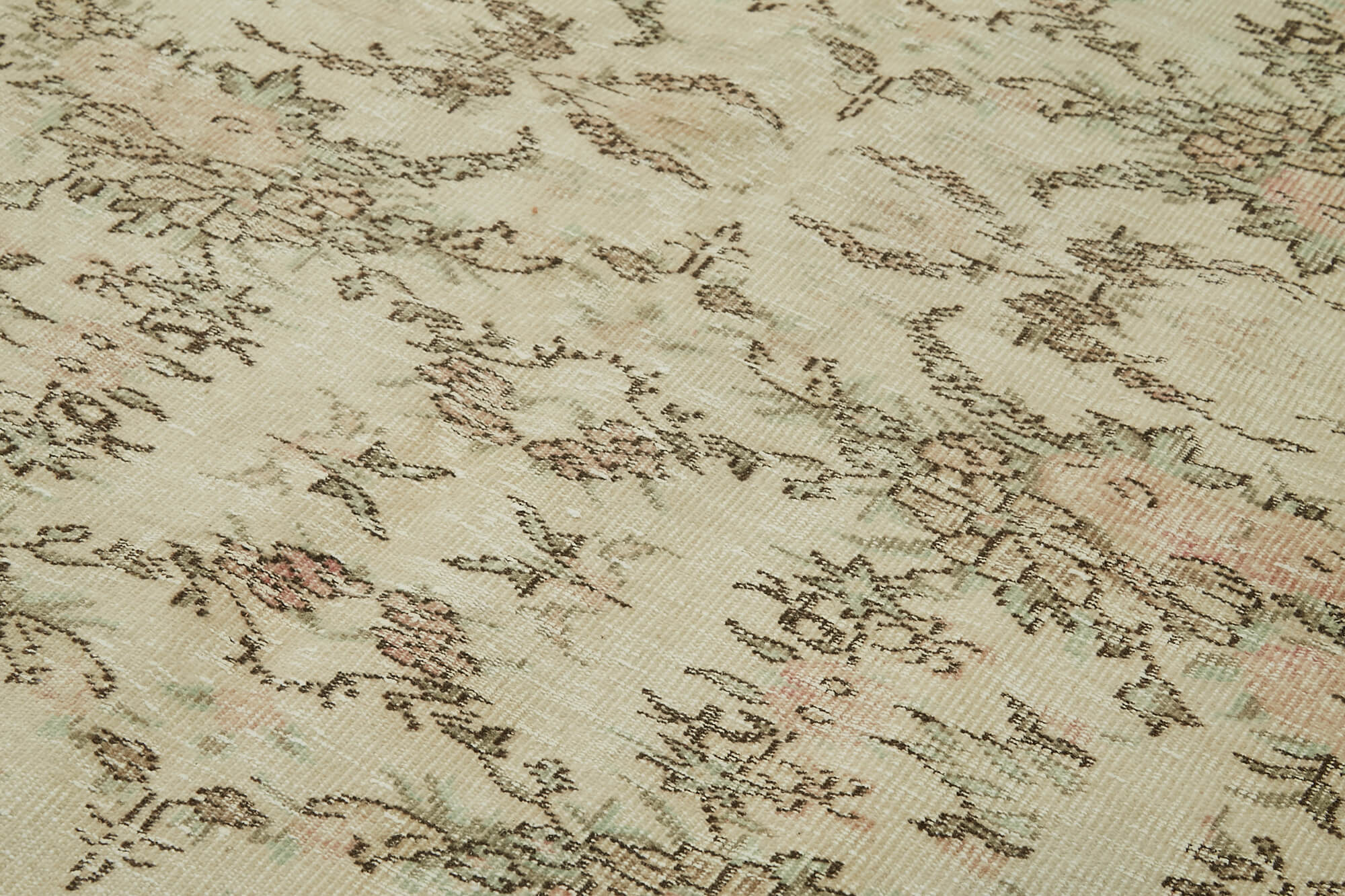 Handmade Wool Area Rug – Vintage Cotton Rug, Beige Wool Carpet 5'4''x8'6''