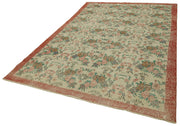 Handmade Wool Area Rug – Vintage Cotton Rug 6'4'' x 9'9'' Beige Classic Woven Carpet