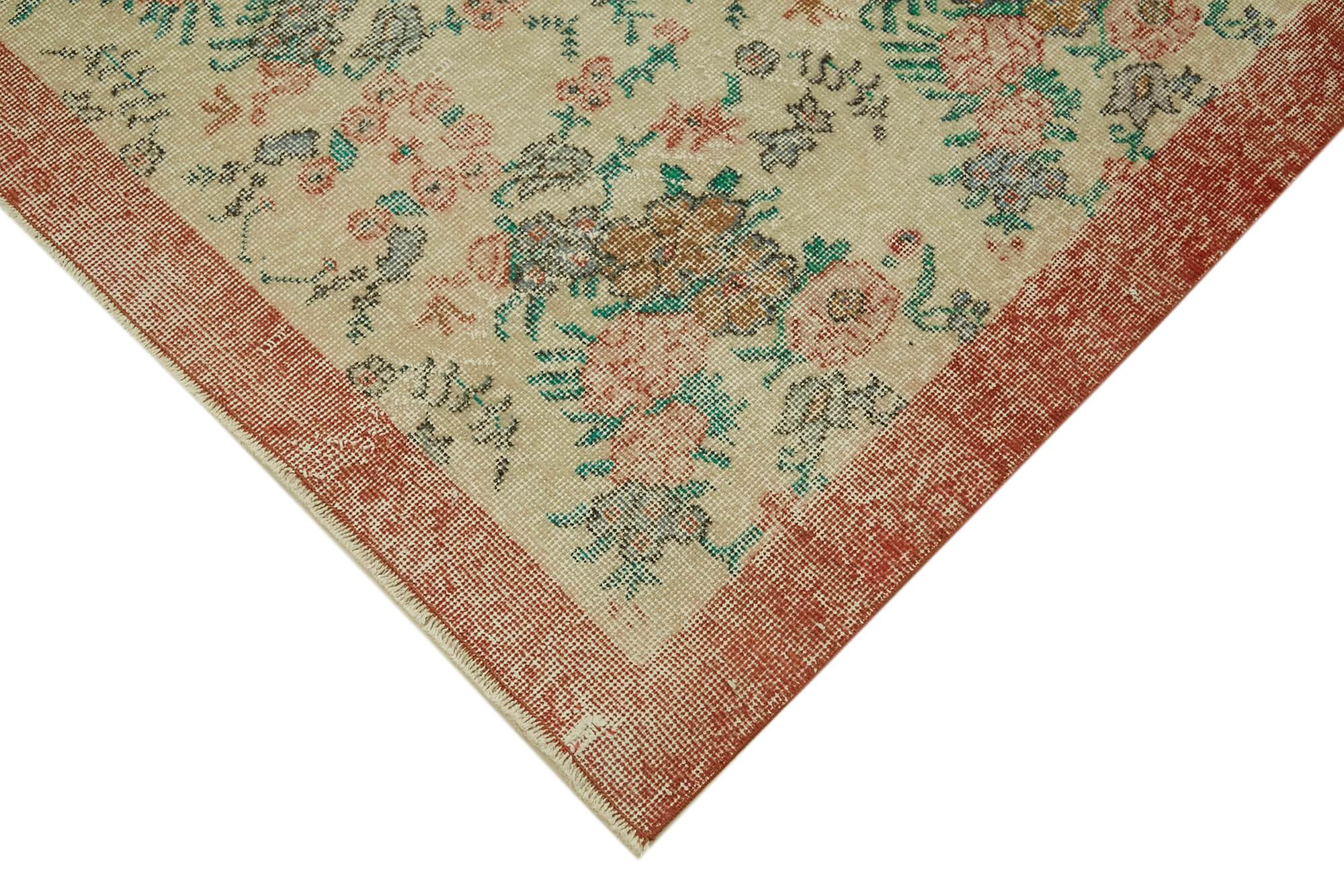 Handmade Wool Area Rug – Vintage Cotton Rug 6'4'' x 9'9'' Beige Classic Woven Carpet