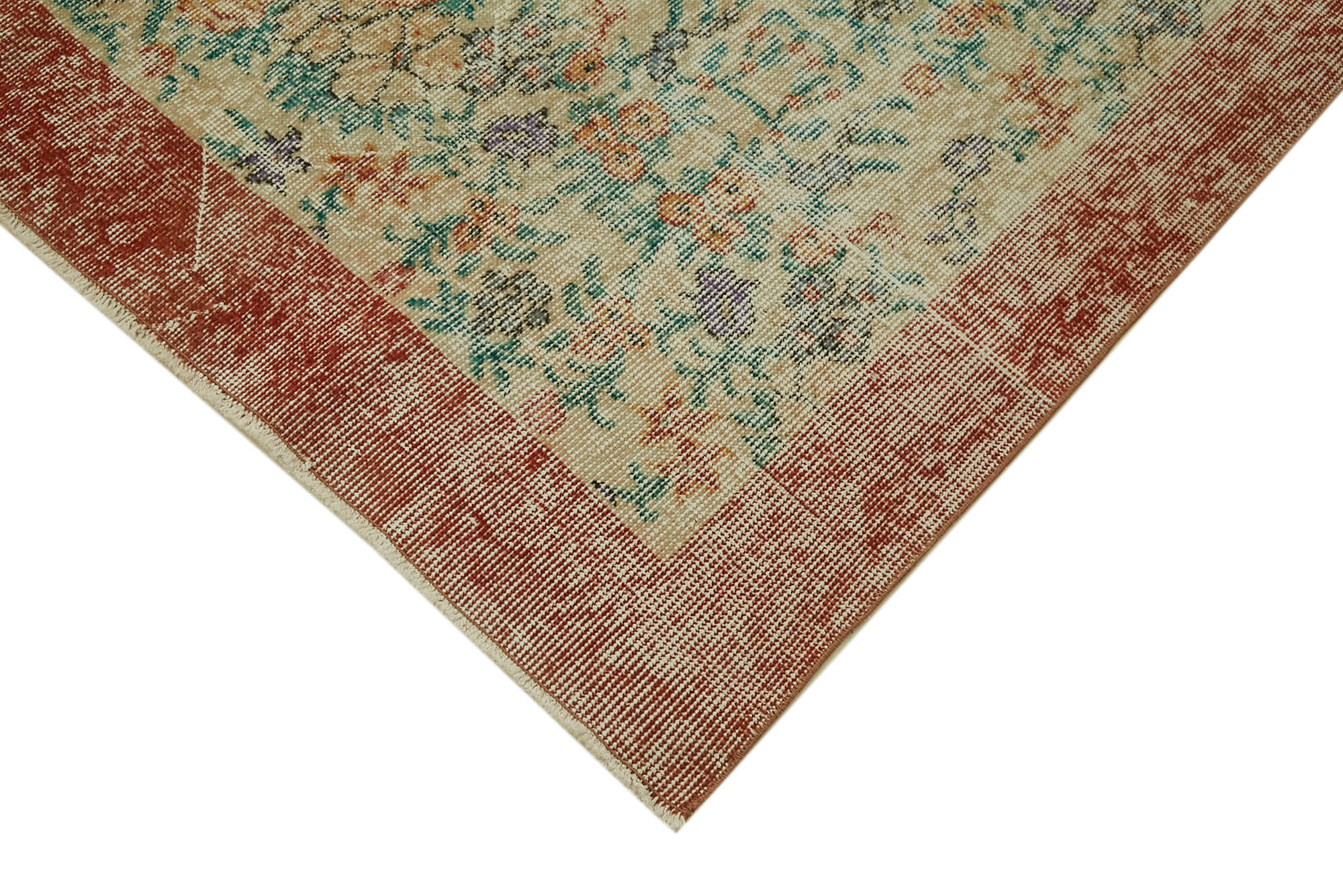 Handmade Area Rug – Vintage Cotton Wool Blend Classic Beige Carpet 5'5" x 9'1"