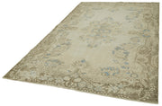 Handmade Wool Area Rug – Vintage Cotton Rug, Beige Neutral Color Carpet 5'10''x9'5''