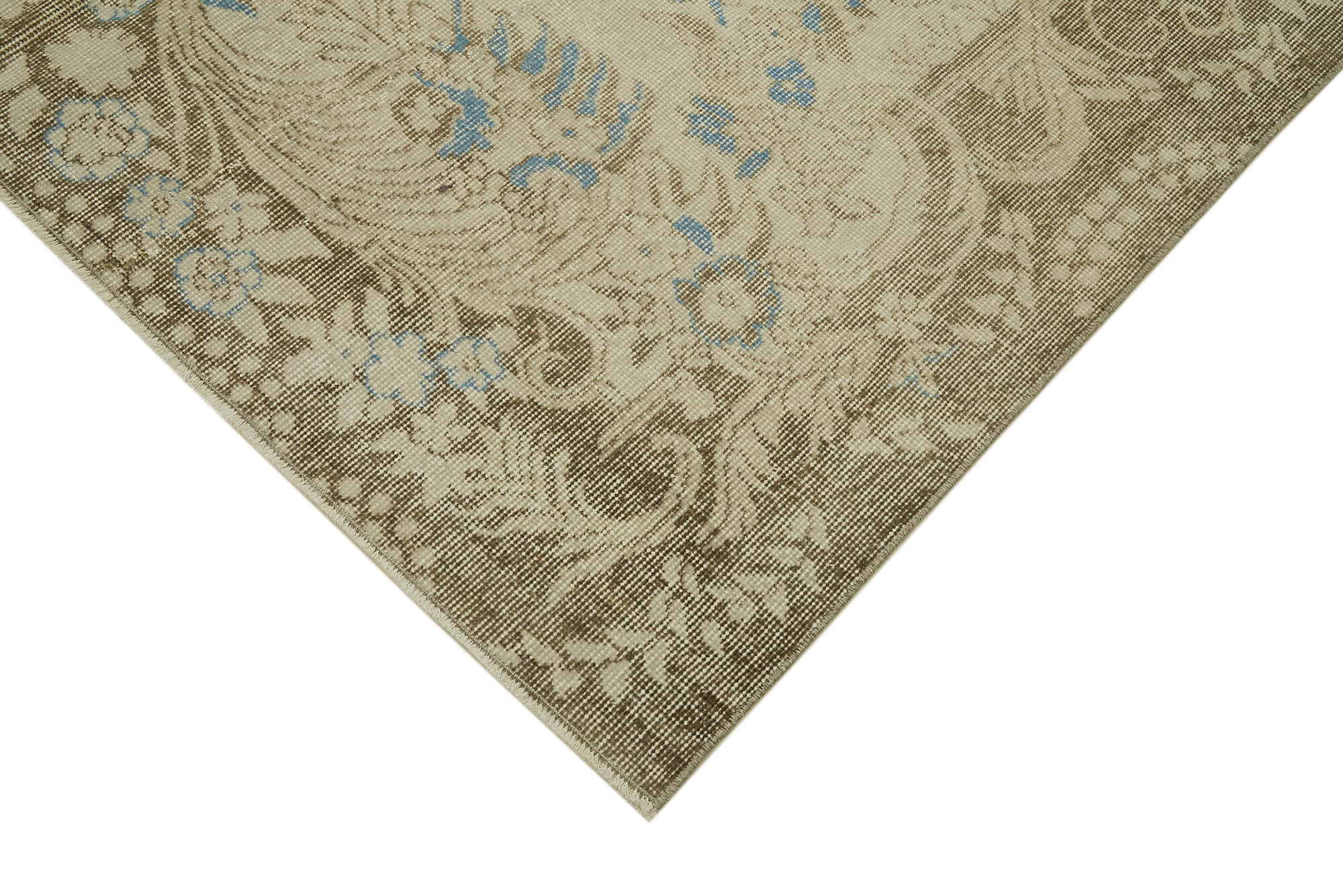 Handmade Wool Area Rug – Vintage Cotton Rug, Beige Neutral Color Carpet 5'10''x9'5''