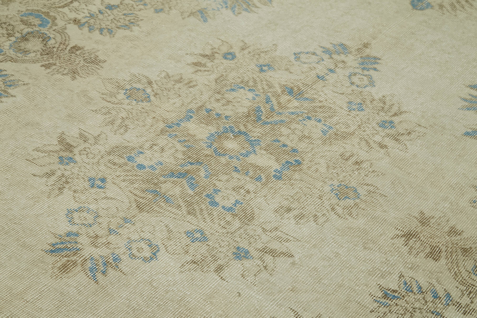 Handmade Wool Area Rug – Vintage Cotton Rug, Beige Neutral Color Carpet 5'10''x9'5''
