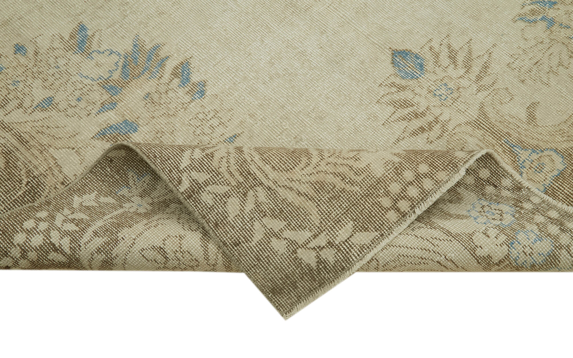 Handmade Wool Area Rug – Vintage Cotton Rug, Beige Neutral Color Carpet 5'10''x9'5''
