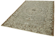 Handmade Vintage Area Rug – Neutral Beige Cotton Wool Carpet 5'8" x 8'6"