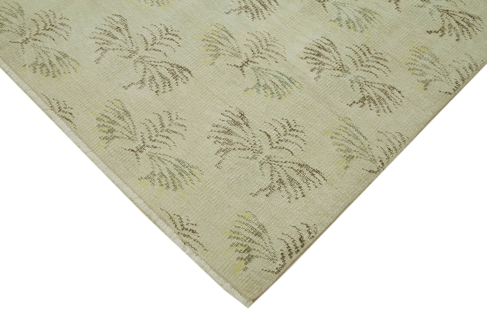Handmade Wool Area Rug – Vintage Cotton Rug 6x9 Beige Wool Carpet