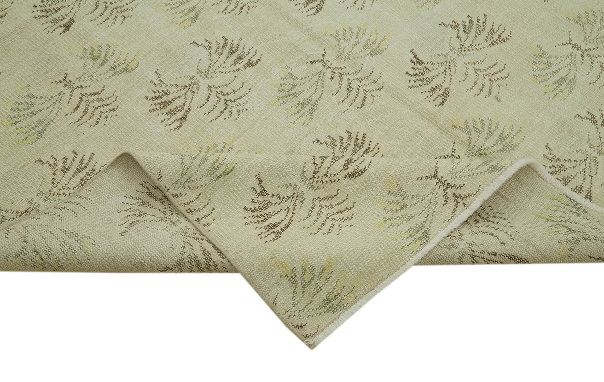 Handmade Wool Area Rug – Vintage Cotton Rug 6x9 Beige Wool Carpet