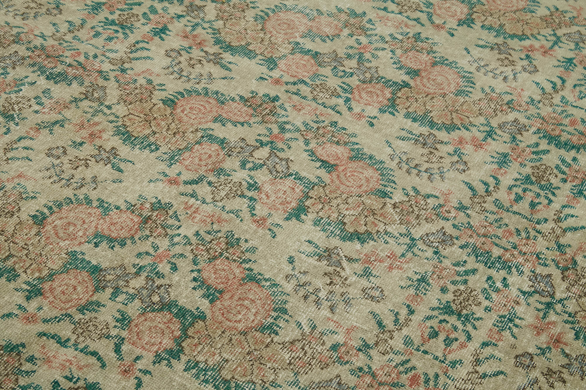 Handmade Wool Area Rug – Vintage Cotton Rug 6'1''x9'4'' Beige Eskiteme Style