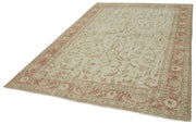 Handmade Wool Area Rug – Vintage Cotton Rug | Neutral Beige Carpet 6'3''x9'5''