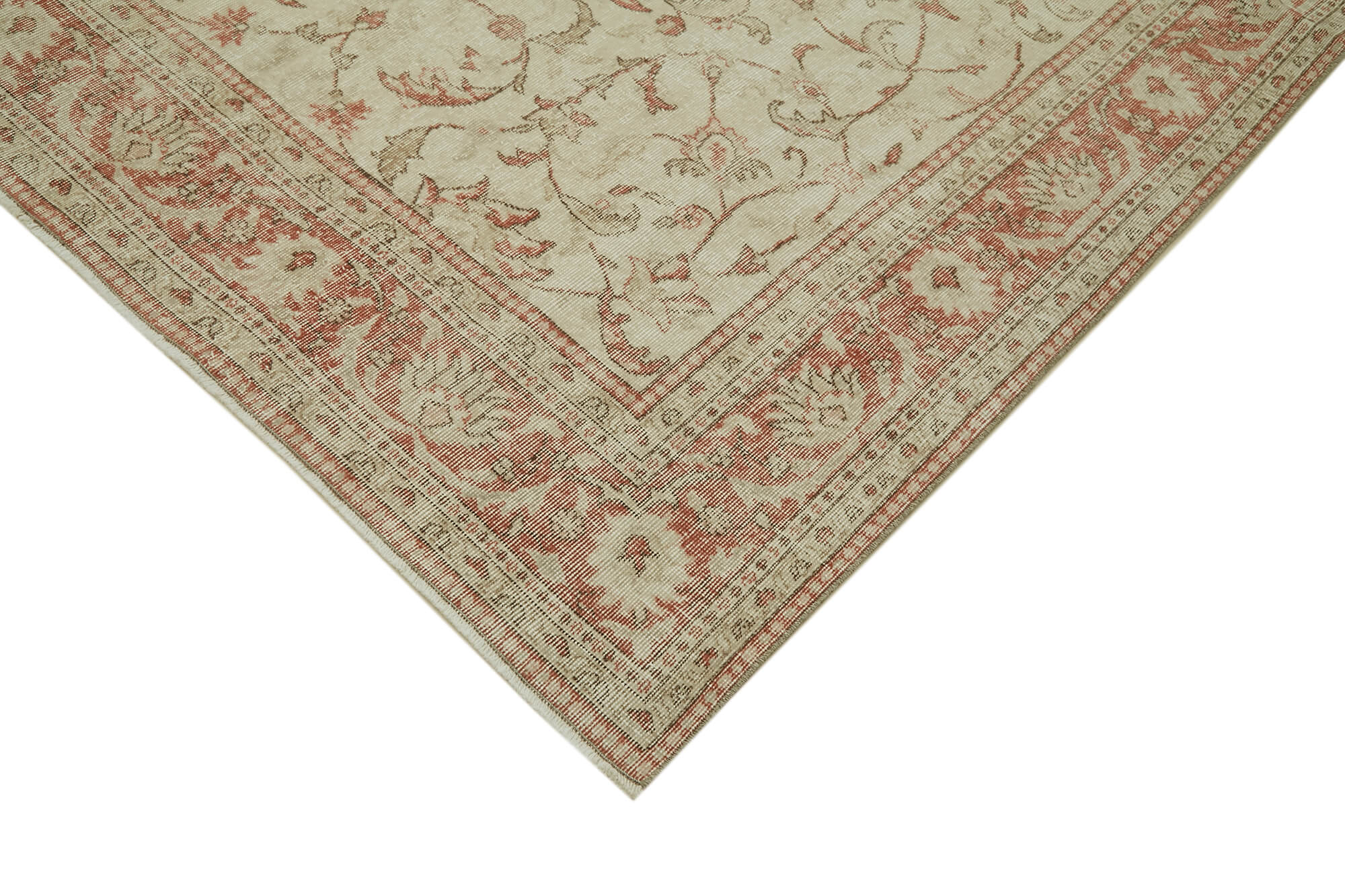 Handmade Wool Area Rug – Vintage Cotton Rug | Neutral Beige Carpet 6'3''x9'5''