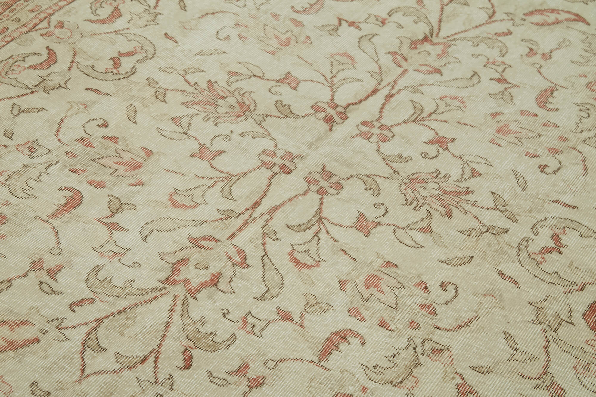 Handmade Wool Area Rug – Vintage Cotton Rug | Neutral Beige Carpet 6'3''x9'5''
