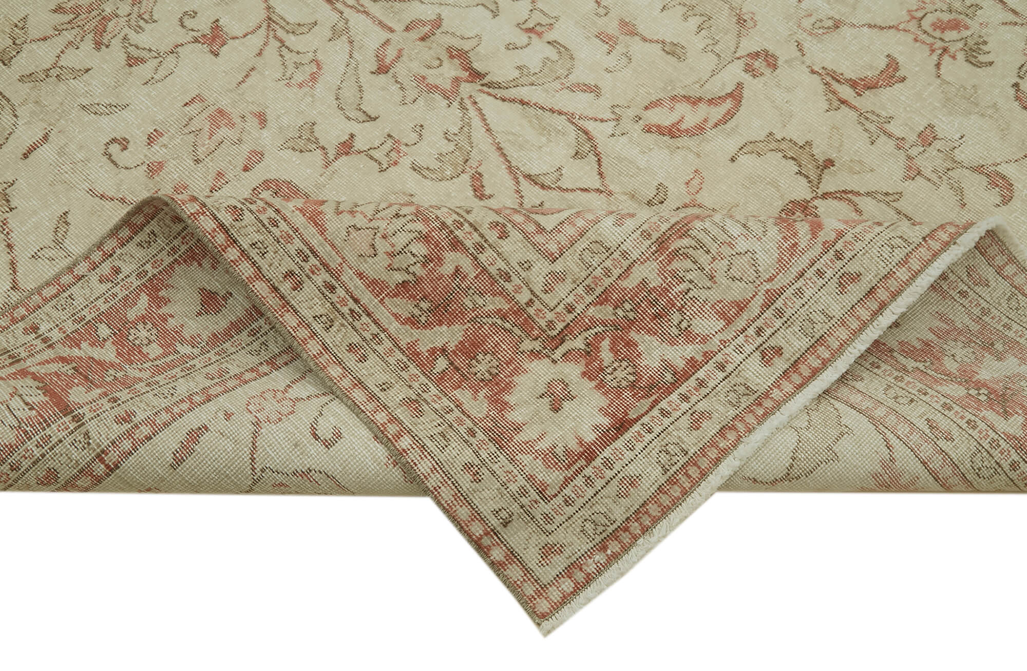 Handmade Wool Area Rug – Vintage Cotton Rug | Neutral Beige Carpet 6'3''x9'5''