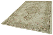 Handmade Wool Area Rug – Vintage Cotton Rug | Beige Traditional Hand Knotted Rug 6'3''x9'8''