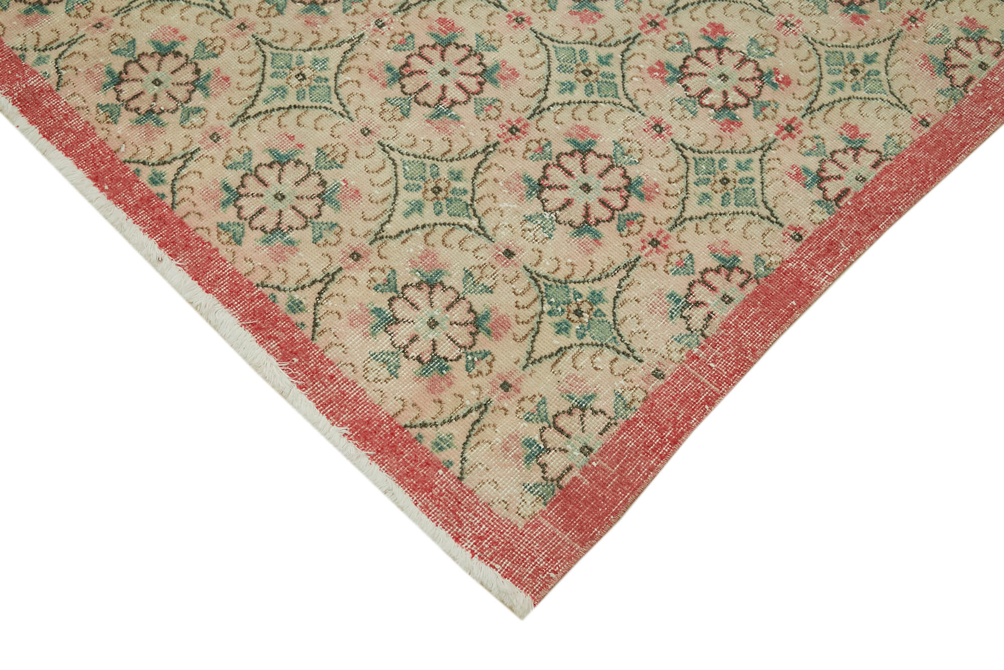 Vintage Cotton Wool Rug – Handmade Area Rug 6'5'' x 9'10'' | Neutral Beige Carpet