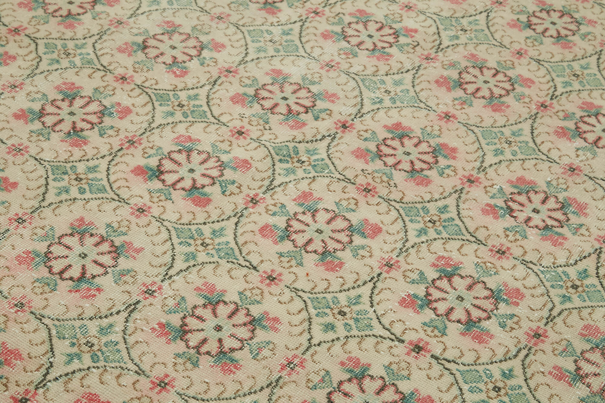 Vintage Cotton Wool Rug – Handmade Area Rug 6'5'' x 9'10'' | Neutral Beige Carpet