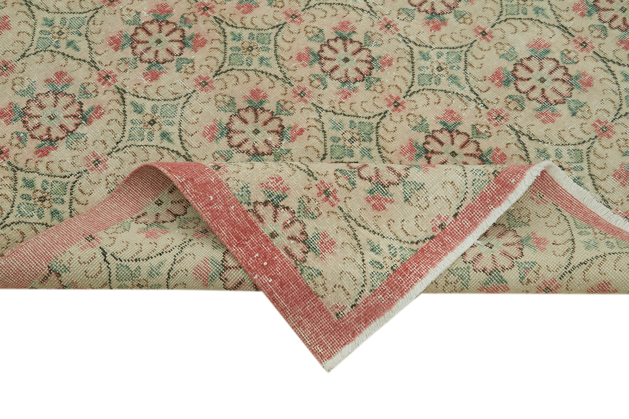 Vintage Cotton Wool Rug – Handmade Area Rug 6'5'' x 9'10'' | Neutral Beige Carpet