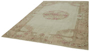 Handmade Wool Area Rug – Vintage Cotton Rug | Beige Wool Carpet 6'10''x9'2''