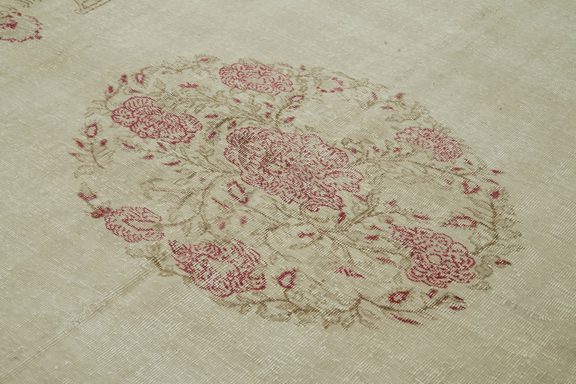Handmade Wool Area Rug – Vintage Cotton Rug | Beige Wool Carpet 6'10''x9'2''