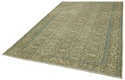 Handmade Vintage Area Rug – Neutral Beige Cotton Wool Carpet 6'6''x9'8''