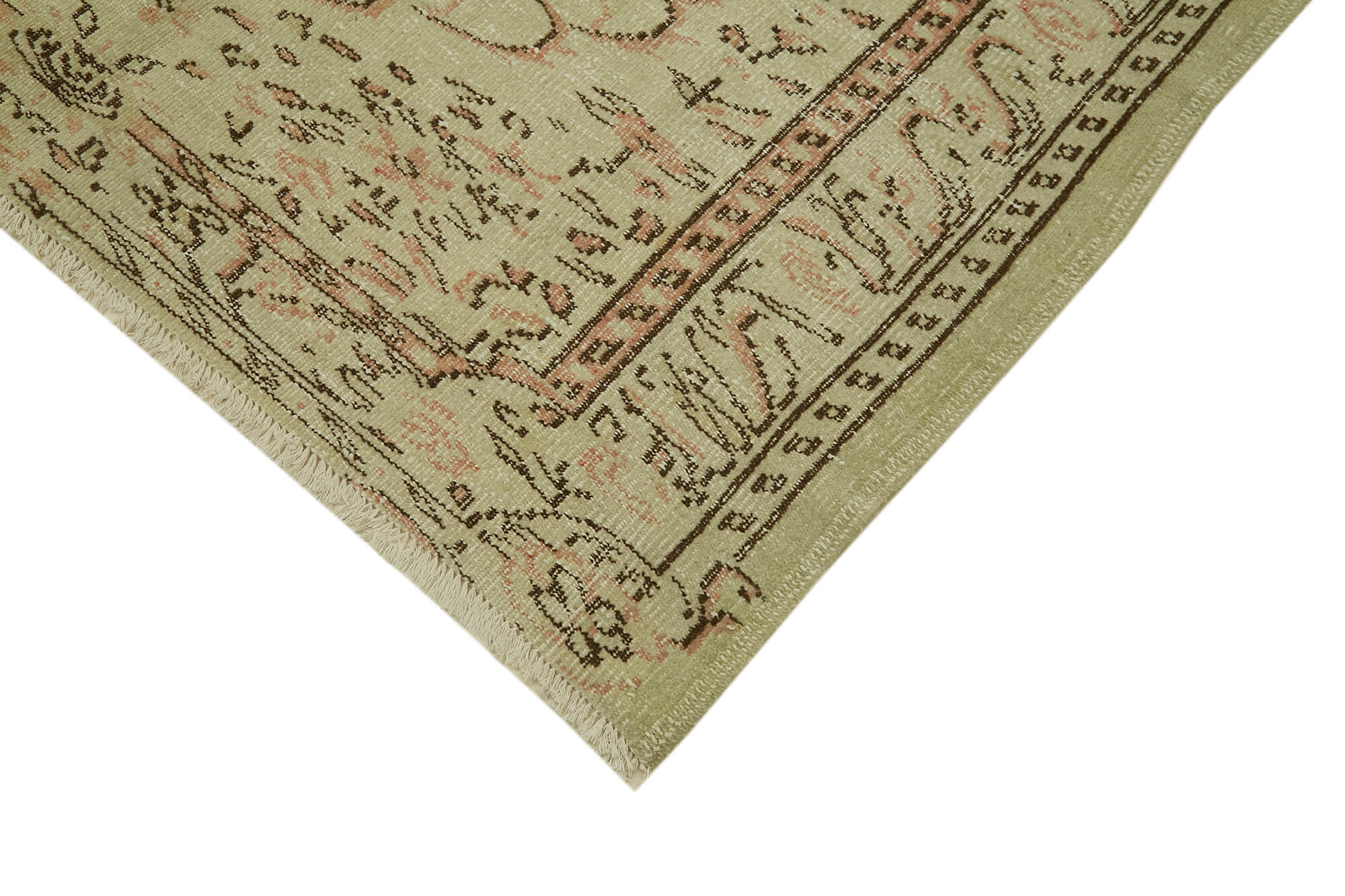 Handmade Vintage Area Rug - Neutral Beige Wool Cotton Turkish Rug 5'5''x7'6''