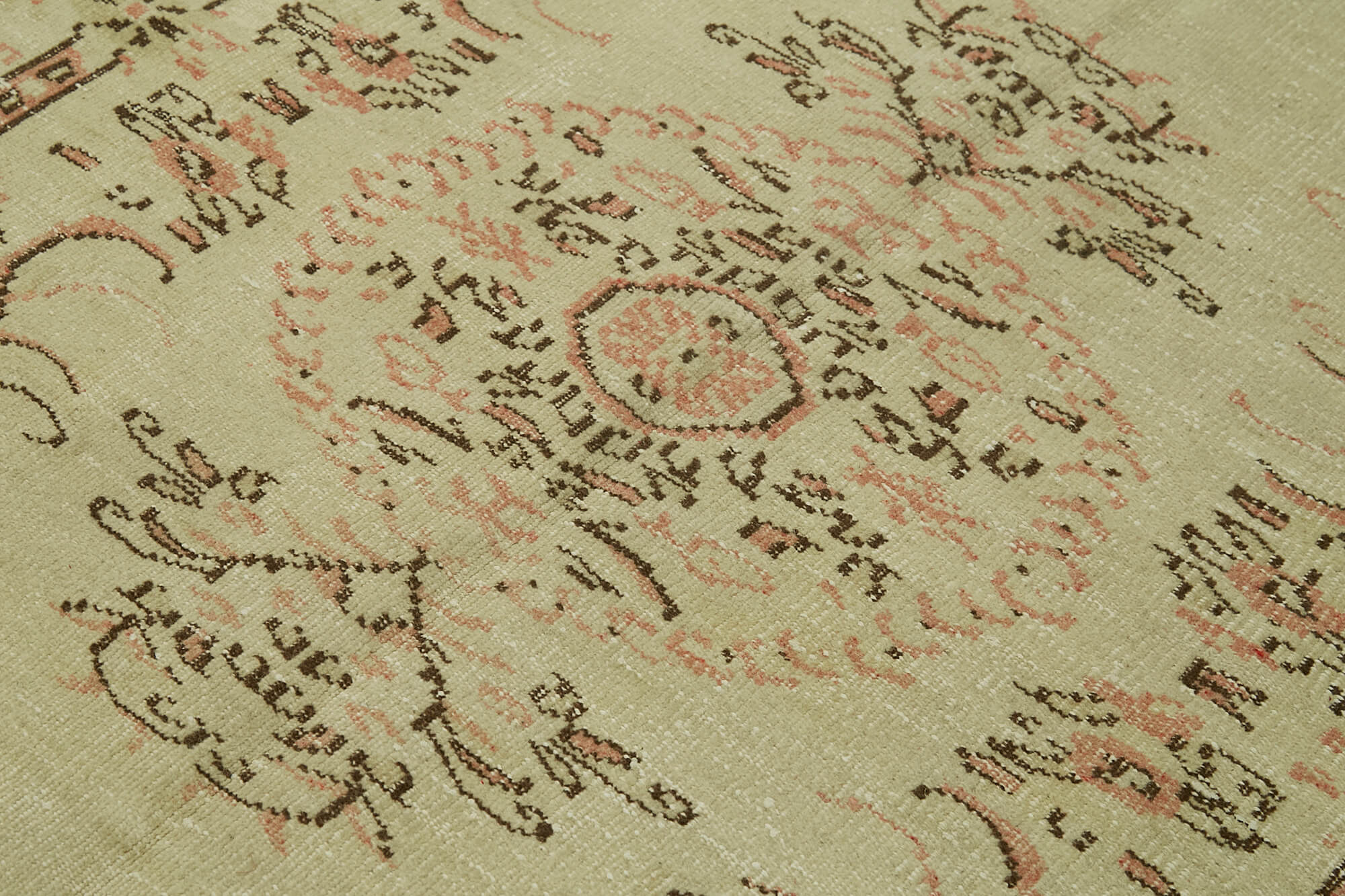 Handmade Vintage Area Rug - Neutral Beige Wool Cotton Turkish Rug 5'5''x7'6''