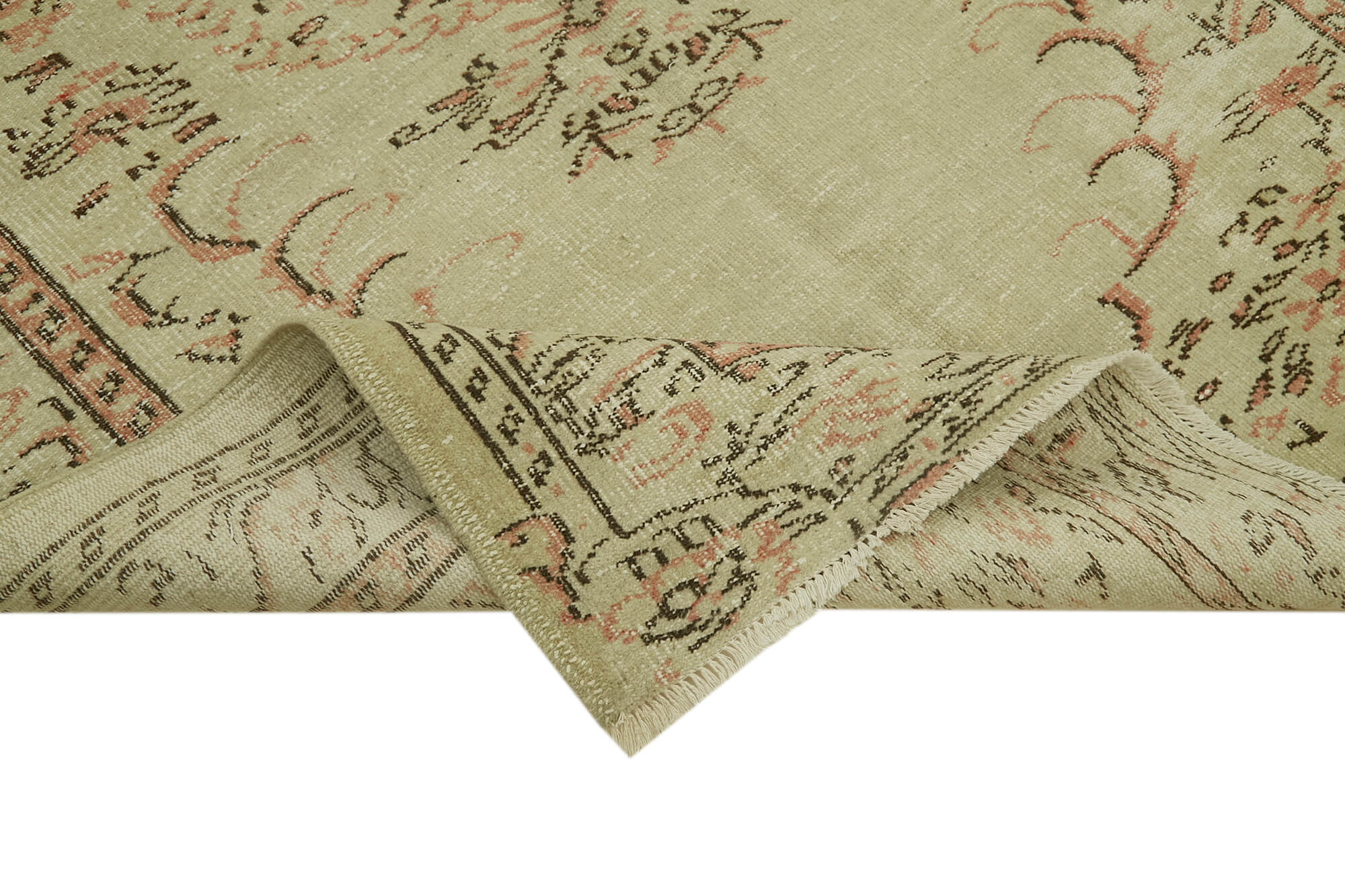 Handmade Vintage Area Rug - Neutral Beige Wool Cotton Turkish Rug 5'5''x7'6''
