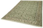 Handmade Wool Area Rug – Vintage Cotton Rug Green 6'0''x9'2'' Durable Cotton Blend
