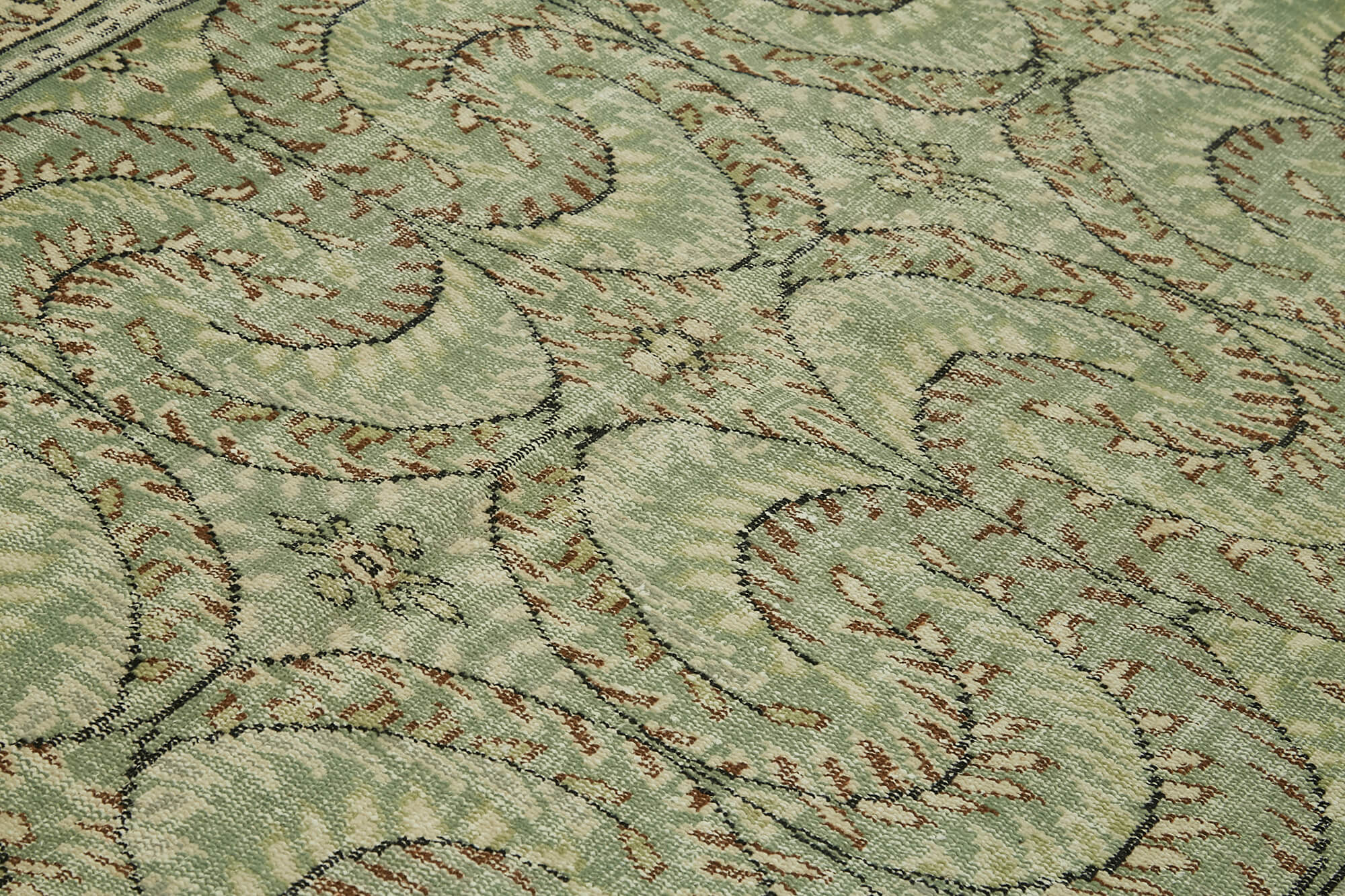 Handmade Wool Area Rug – Vintage Cotton Rug Green 6'0''x9'2'' Durable Cotton Blend