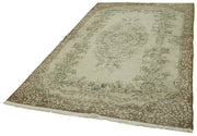 Handmade Vintage Area Rug – Neutral Beige Wool Cotton Rug 5'5'' x 9'1''