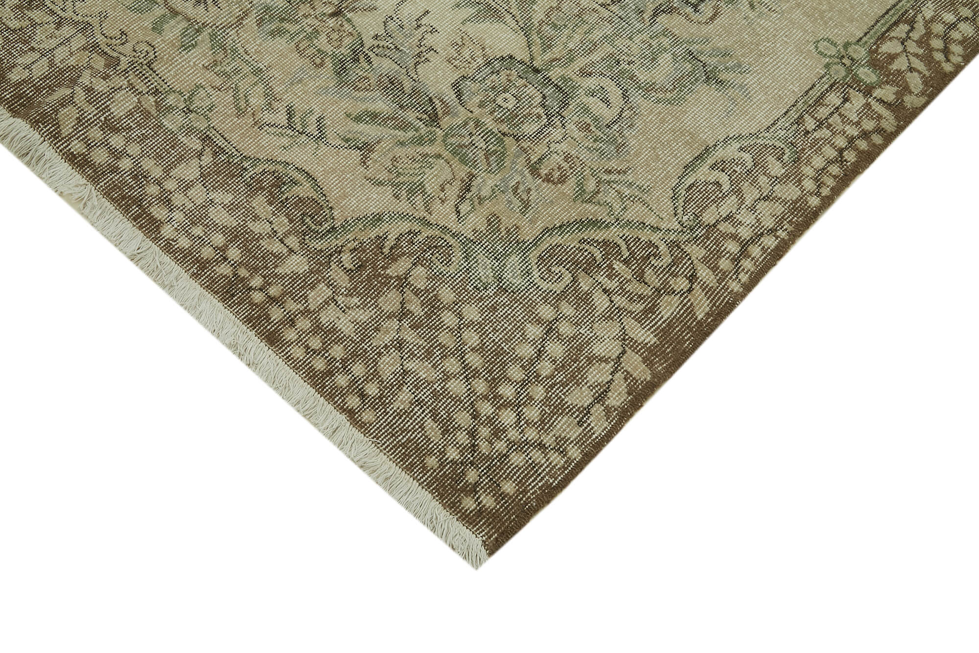 Handmade Vintage Area Rug – Neutral Beige Wool Cotton Rug 5'5'' x 9'1''