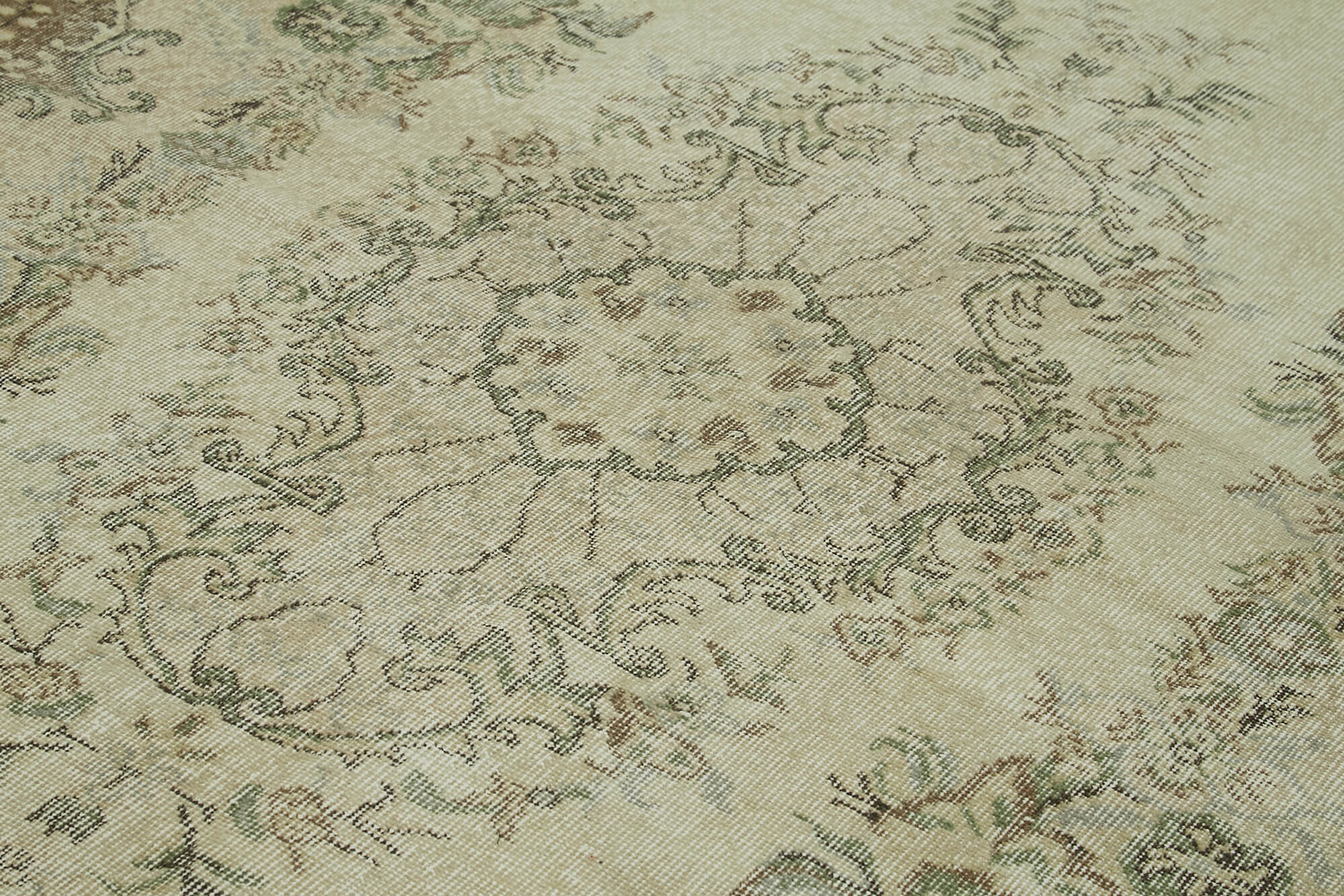 Handmade Vintage Area Rug – Neutral Beige Wool Cotton Rug 5'5'' x 9'1''
