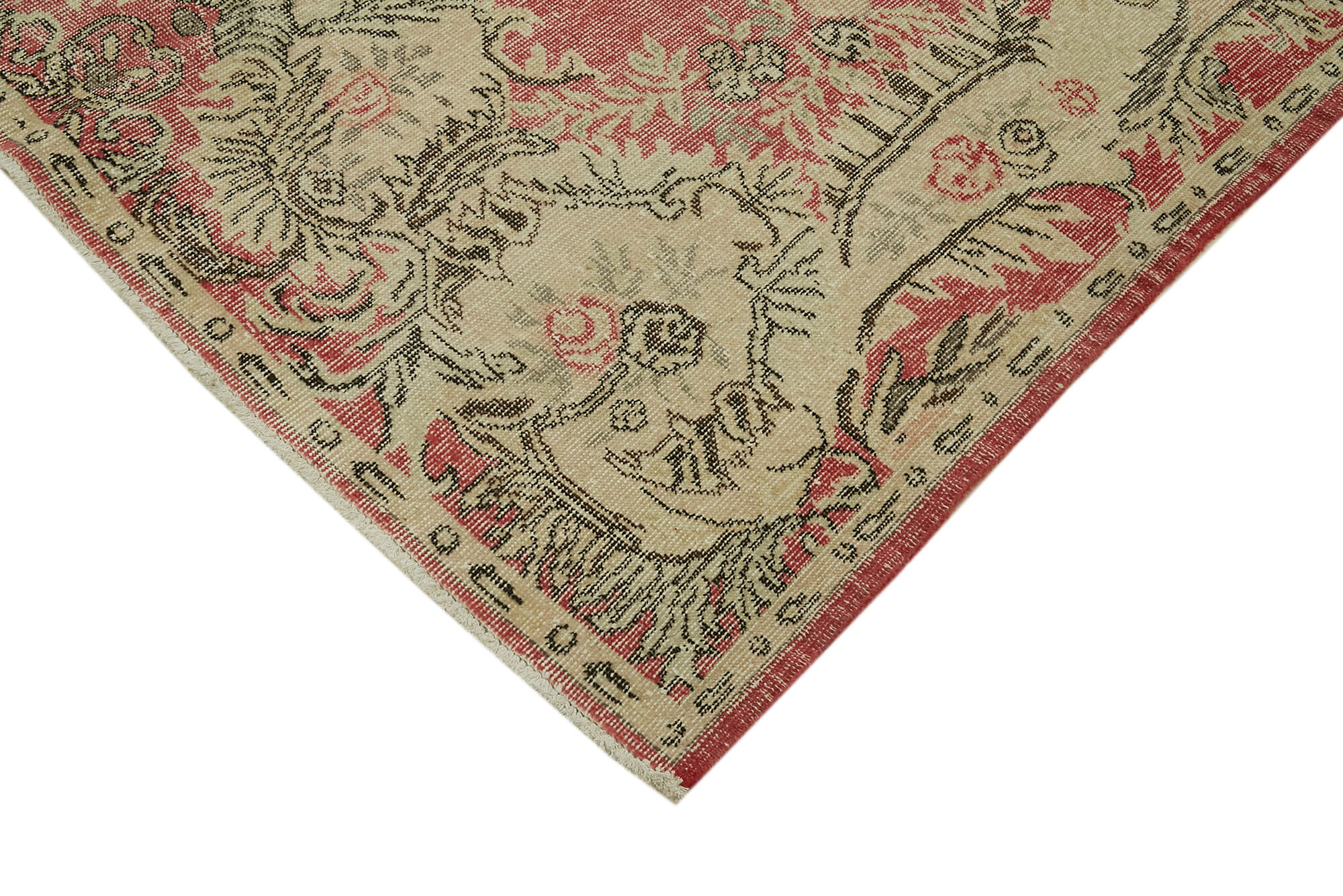 Vintage Handmade Area Rug – Beige Wool Rug, Hand Woven Cotton Wool Carpet 5'10'' x 10'4''